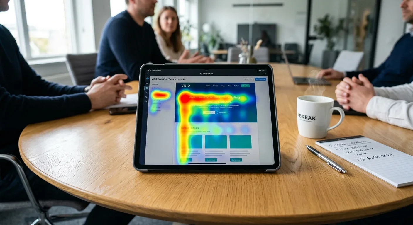 Heatmap einer Webseite auf einem Tablet
