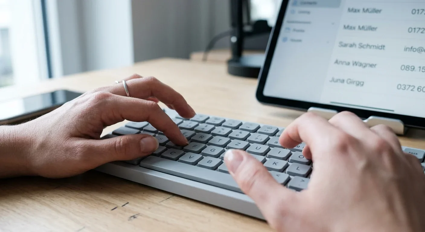 Person tippt auf einer Computertastatur