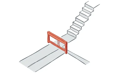 Illustration eines Weges, der sich an einer technischen Hürde gabelt
