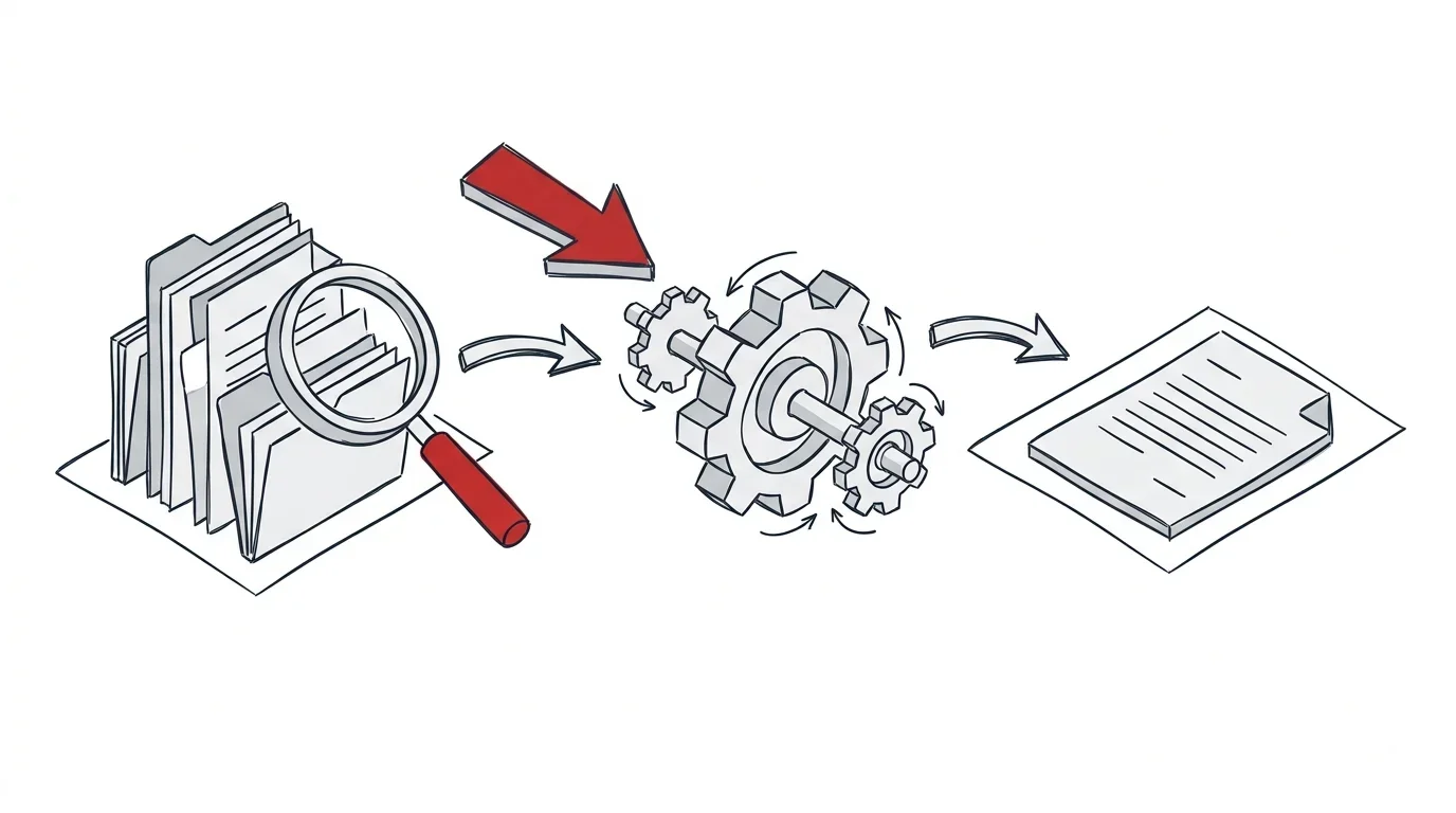 Illustration: Der RAG-Prozess von der Suche in Dokumenten bis zur fertigen Antwort.