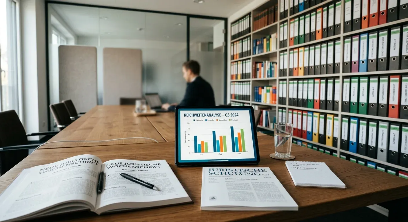 Aufgeschlagene Fachzeitschriften und ein Tablet auf einem Konferenztisch
