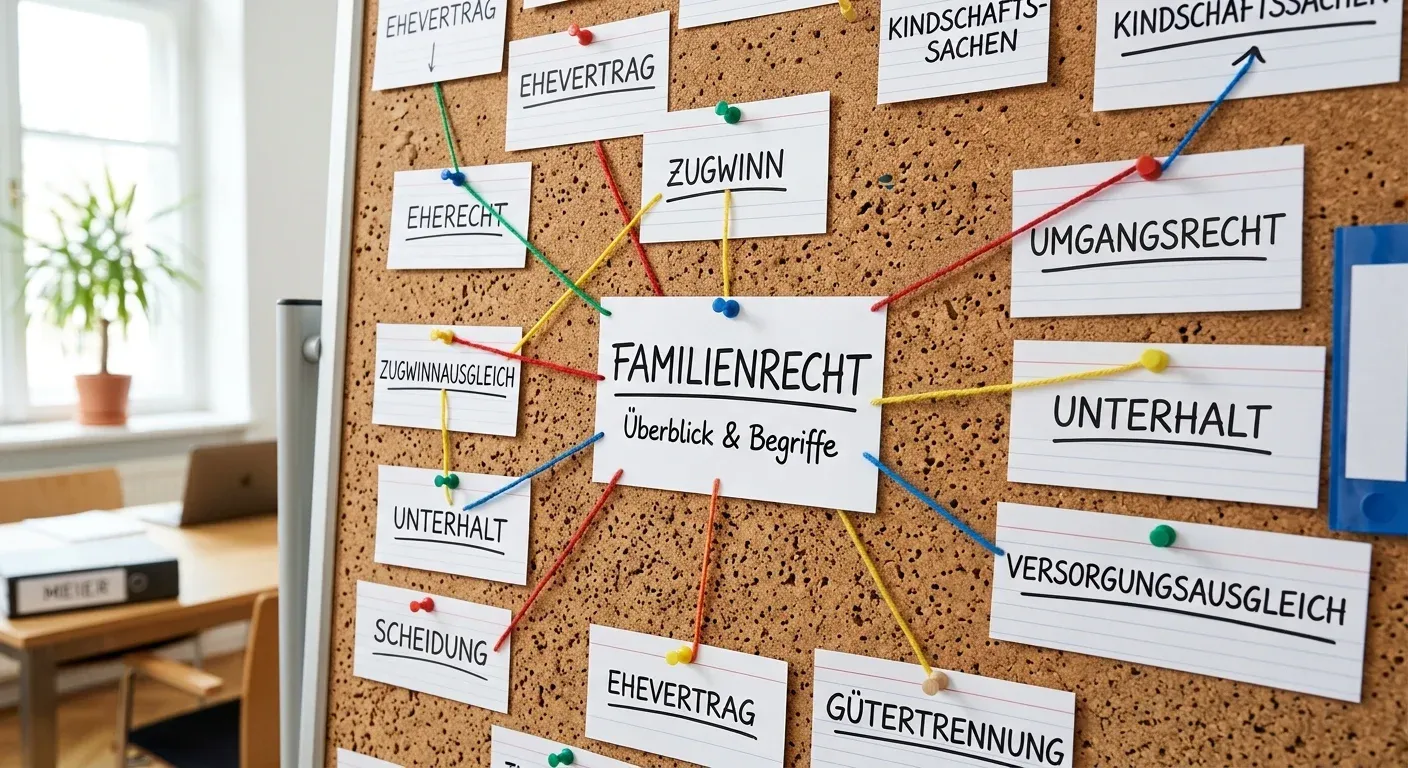 Strukturierte Themenplanung an einer Pinnwand