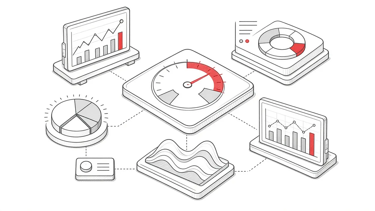 Illustration eines Dashboards zur Datenanalyse und Softwareüberwachung