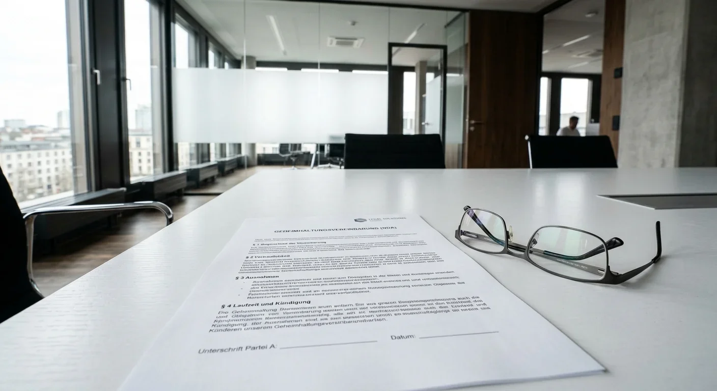 Rechtliches Dokument mit Brille auf einem Tisch