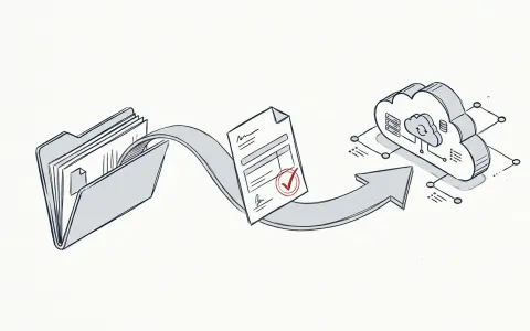 Skizze eines Dokumentes mit Stempel und Pfeil, der in eine digitale Struktur führt, als Symbol für Fördermittel