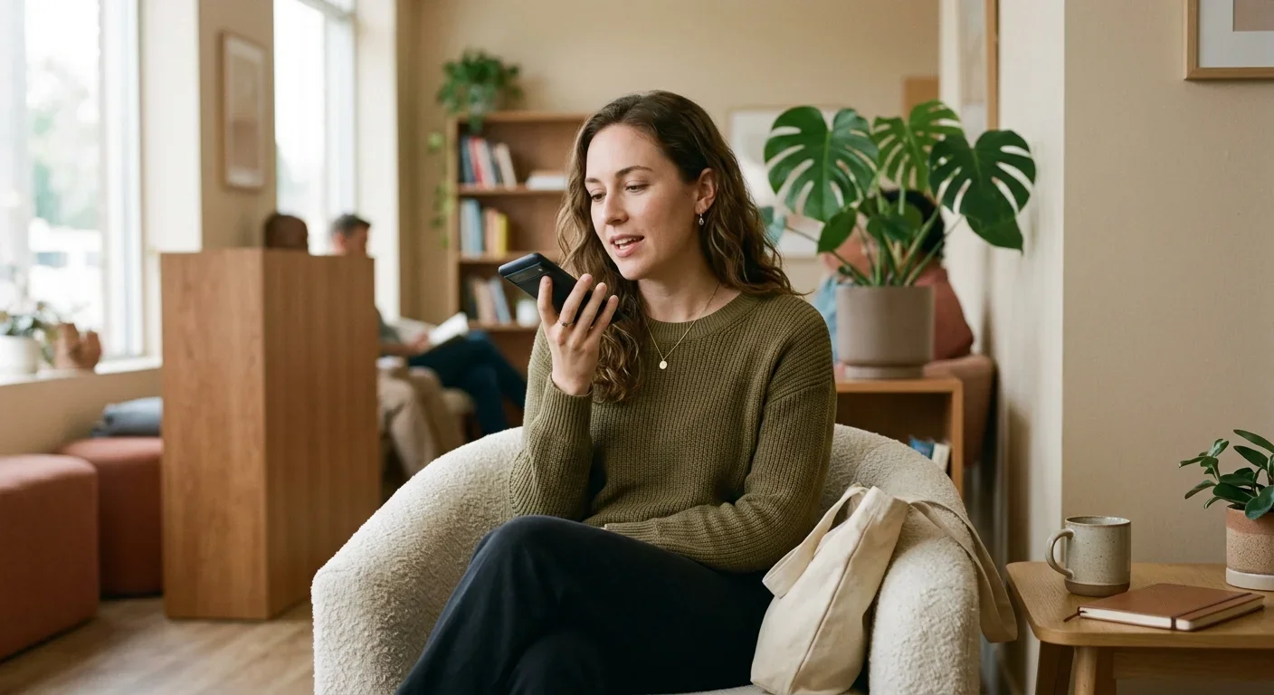 Person nutzt Sprachsuche auf dem Smartphone
