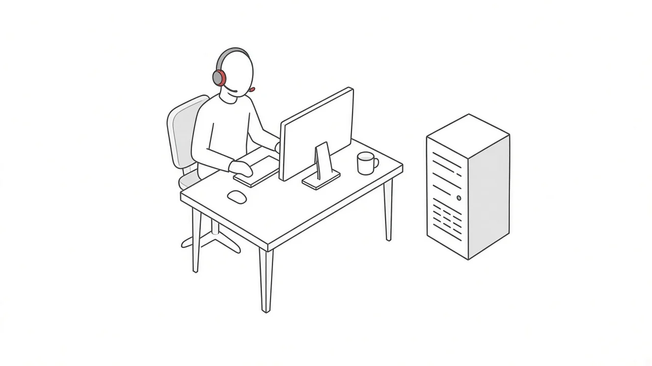 Illustration eines technischen Support-Arbeitsplatzes