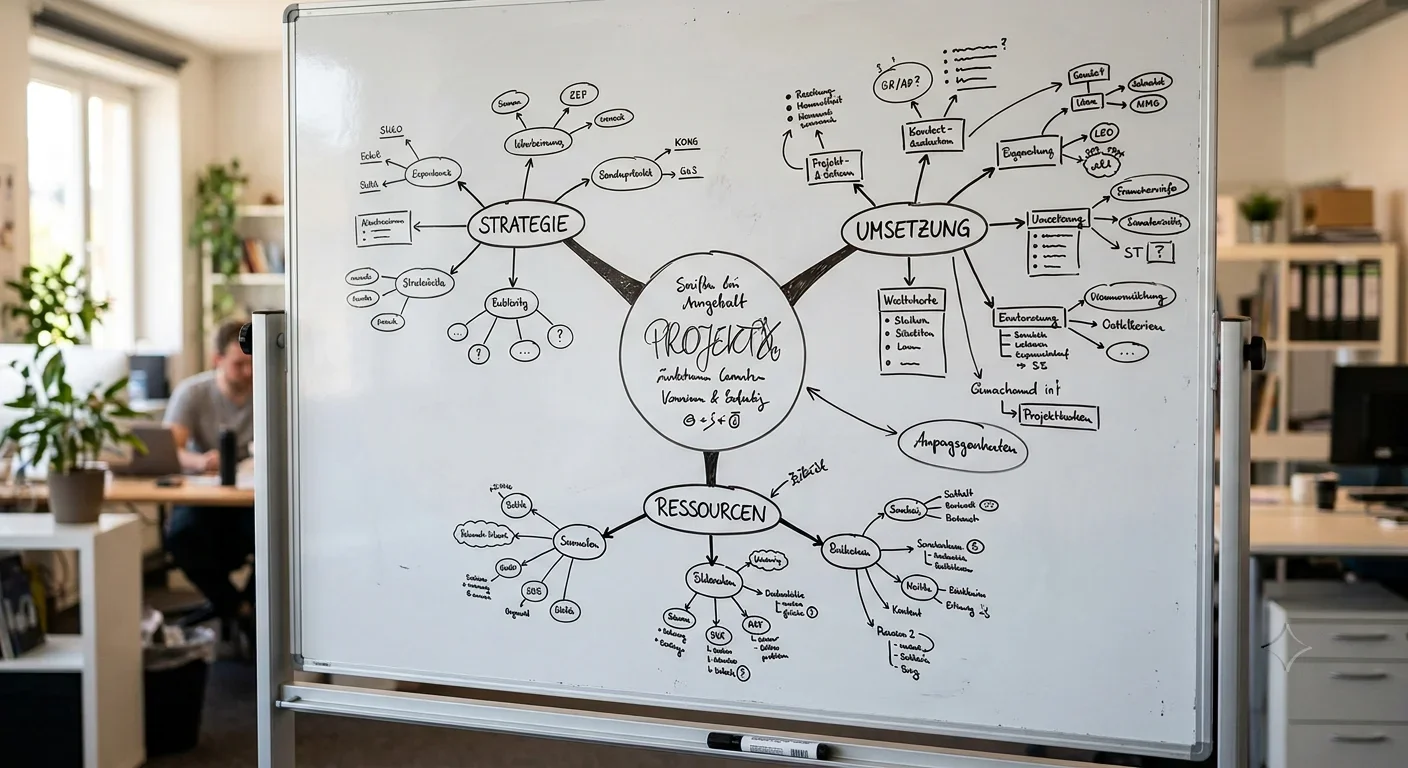 Strukturierte Mindmap auf einem Whiteboard
