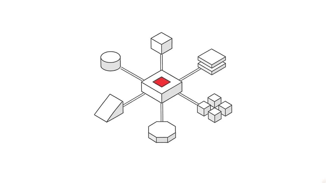 Skizze eines Themenclusters und Hub-and-Spoke-Modells