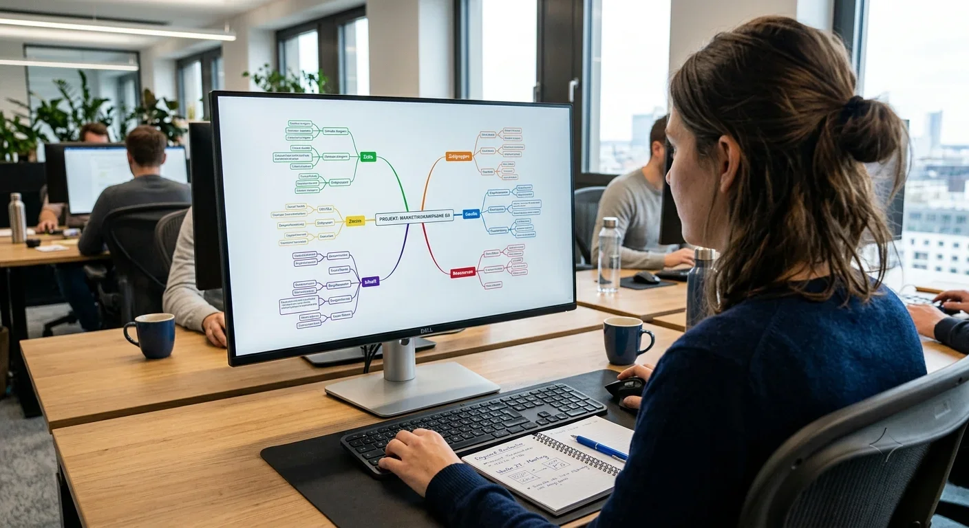 Mindmap zur Strukturierung rechtlicher Themen am Bildschirm