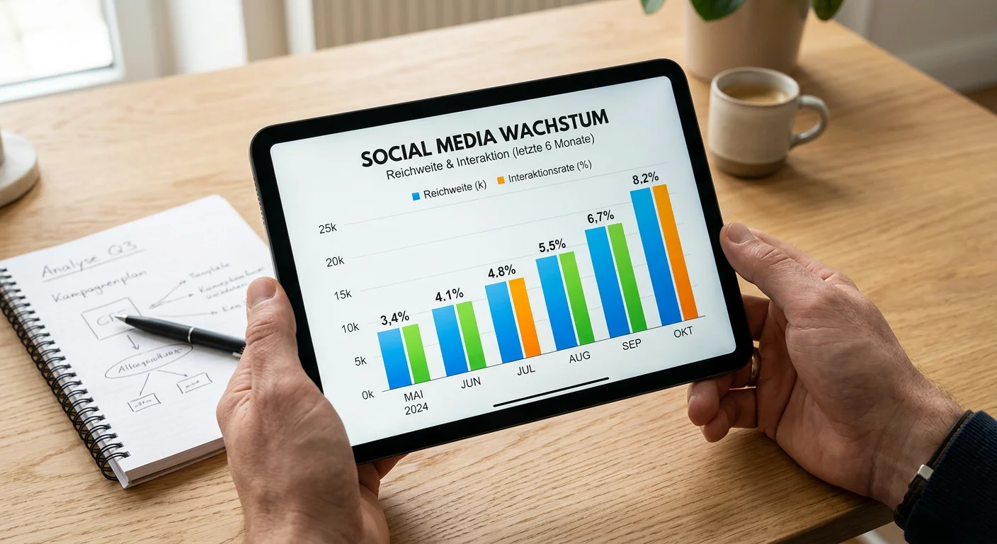 Analyse von Reichweite und Interaktionen auf einem Tablet
