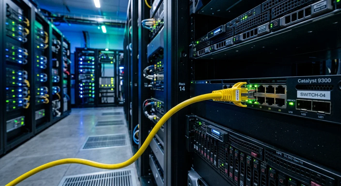 Server-Rack symbolisiert das lokale Hosting von Videos
