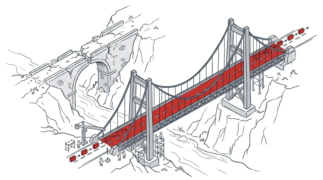 Visualisierung einer Systemmigration von alten zu neuen Strukturen