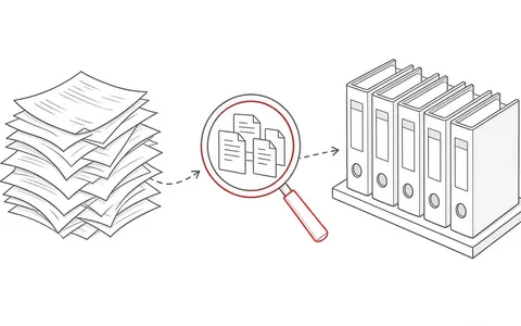 Illustration eines Content Audits durch Sortierung von Dokumenten