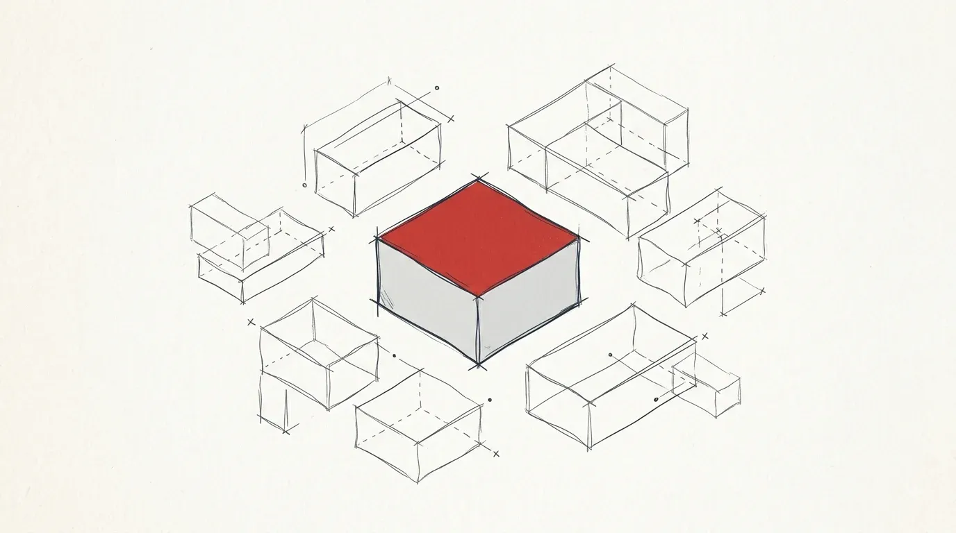 Illustration eines grundlegenden Software-Bausteins, der den Kern eines Minimum Viable Products darstellt
