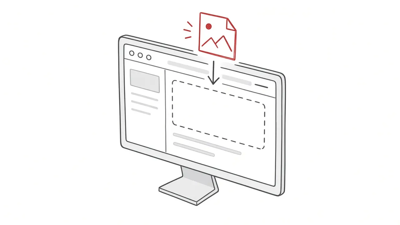 Illustration eines schwebenden Bildes, das in eine Webseite eingefügt wird