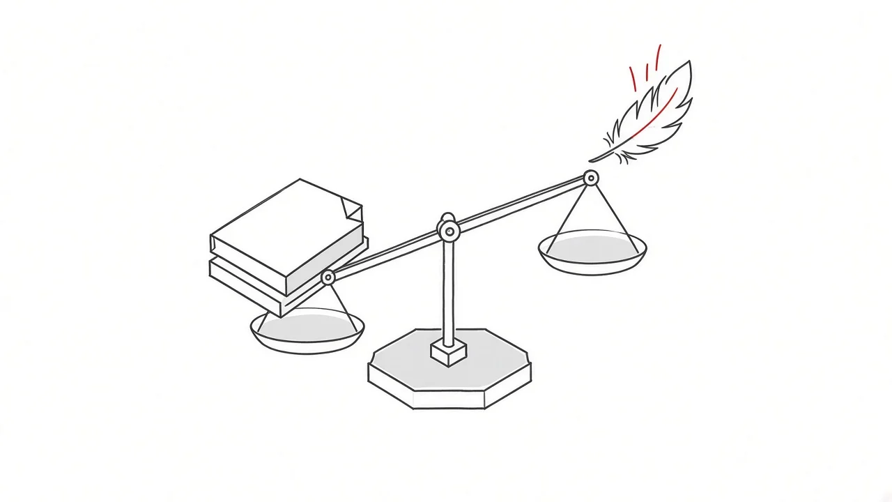 Illustration einer Waage, die den Gewichtsvorteil von kompakten Dateiformaten zeigt
