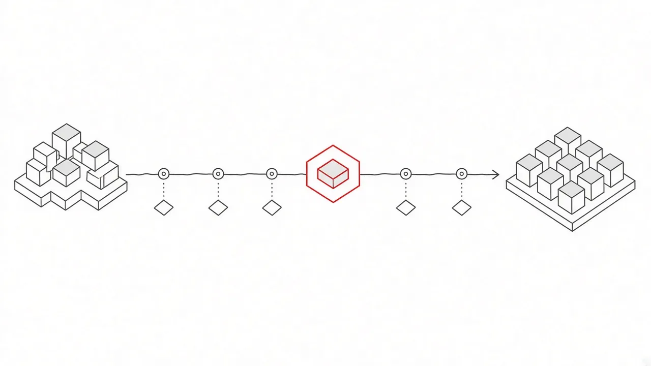 Isometrische Skizze einer Projekt-Timeline mit Checkboxen für den Website-Relaunch