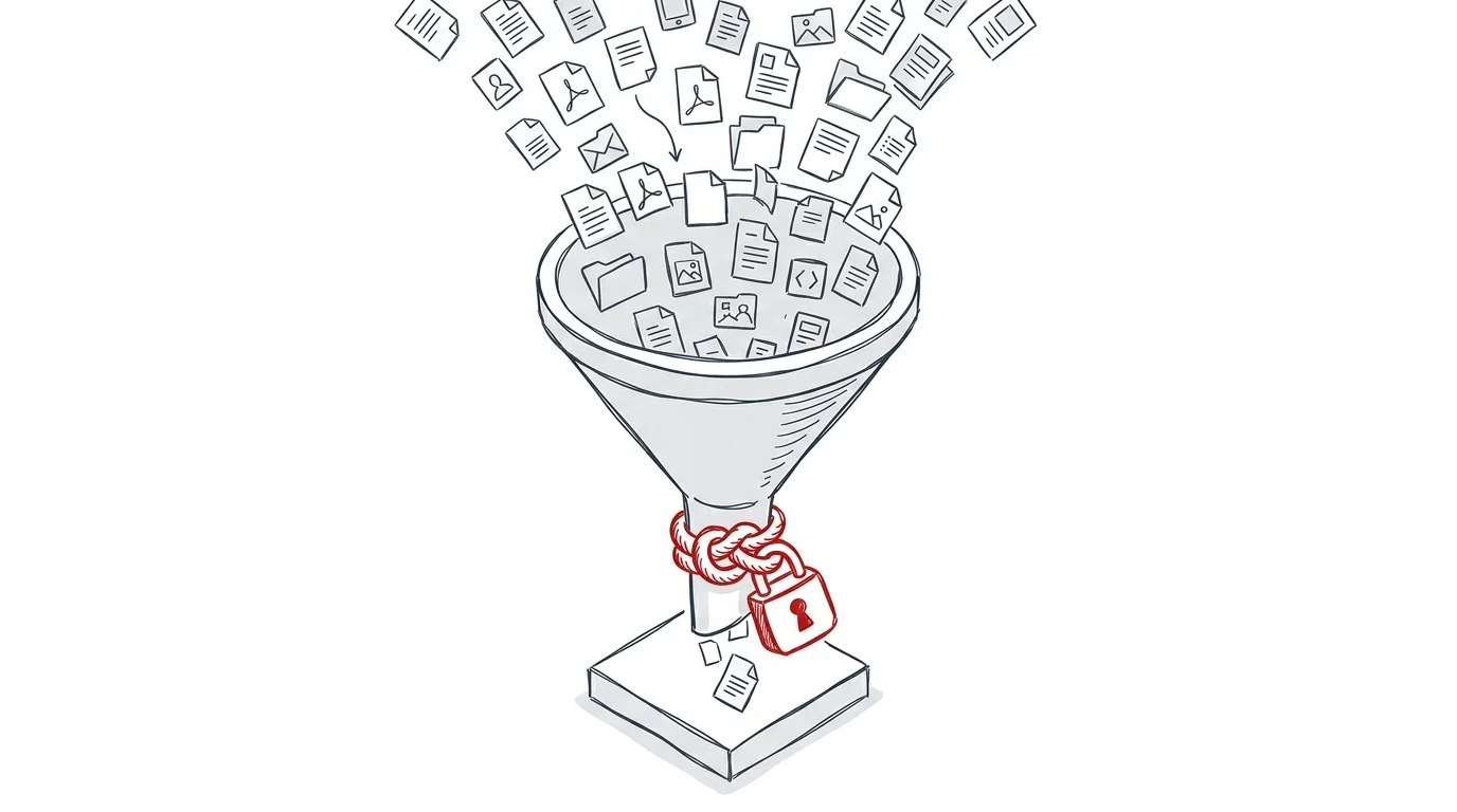 Illustration eines Flaschenhalses bei der Verarbeitung von Dokumenten.