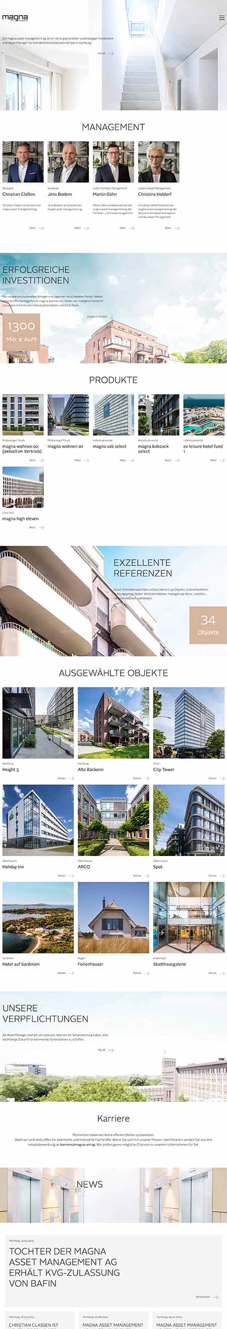 Webdesign für Magna AM AG: Unternehmenswebsite mit Content-Pflege