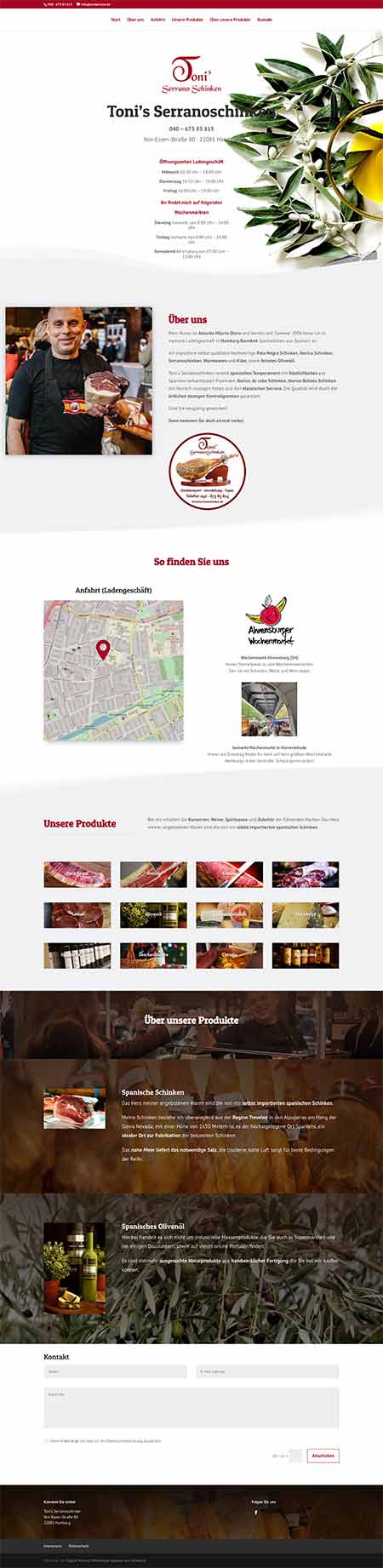 Webdesign für Tonis Serranoschinken: Responsive Website für Feinkost-Handel